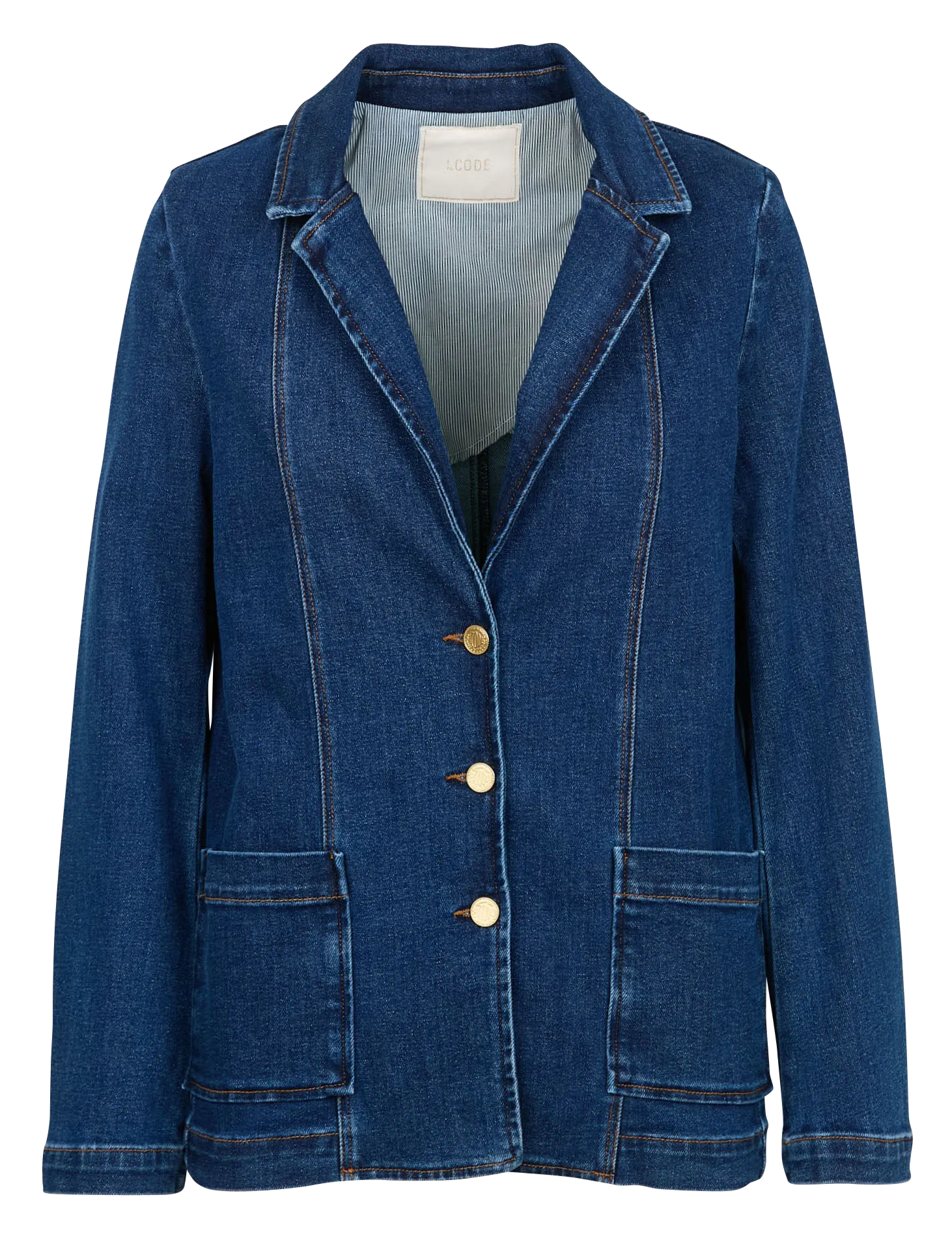  I CODE   Giacca dritta collo classico stampata in misto cotone | Blu