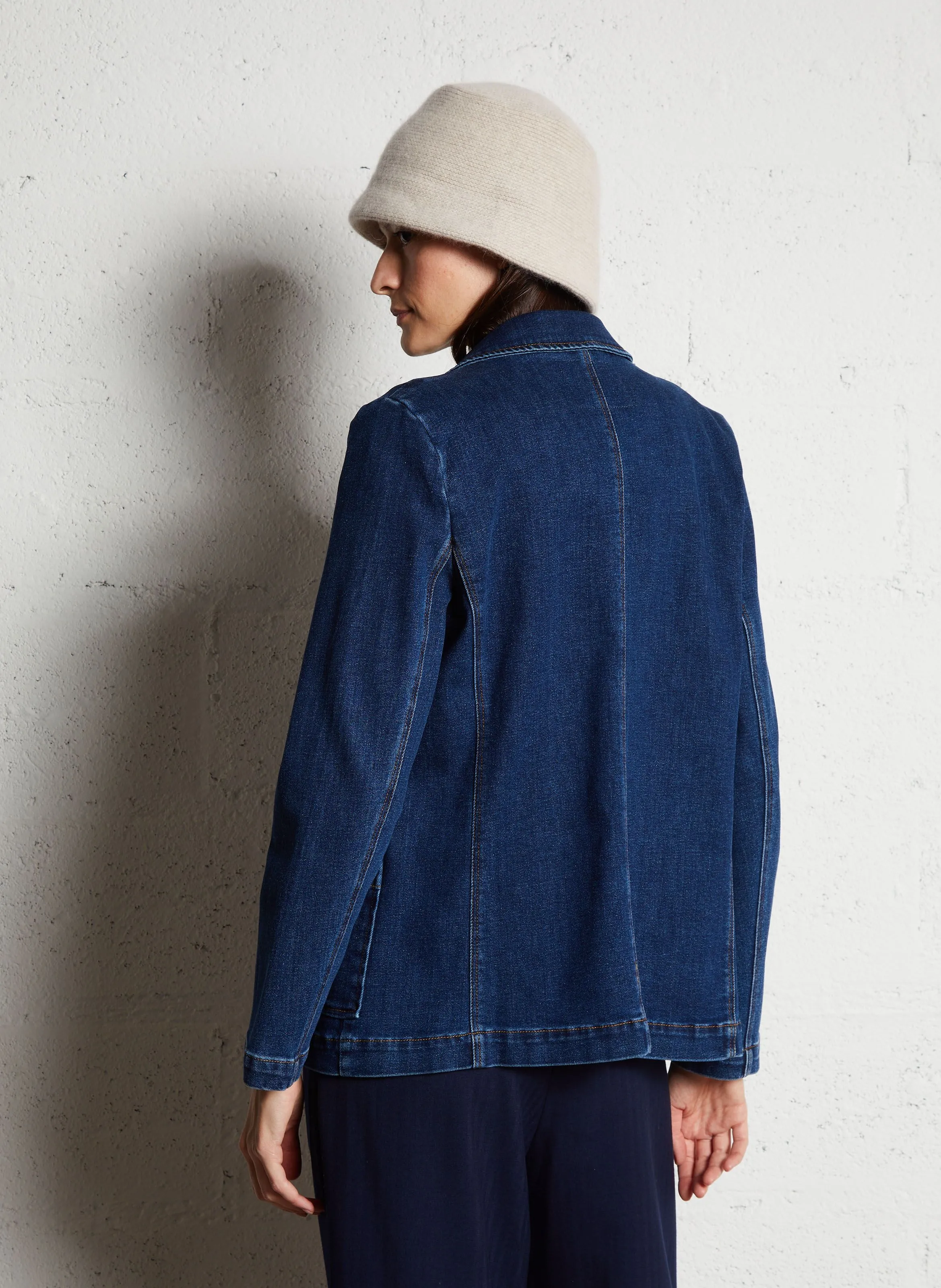  I CODE   Giacca dritta collo classico stampata in misto cotone | Blu
