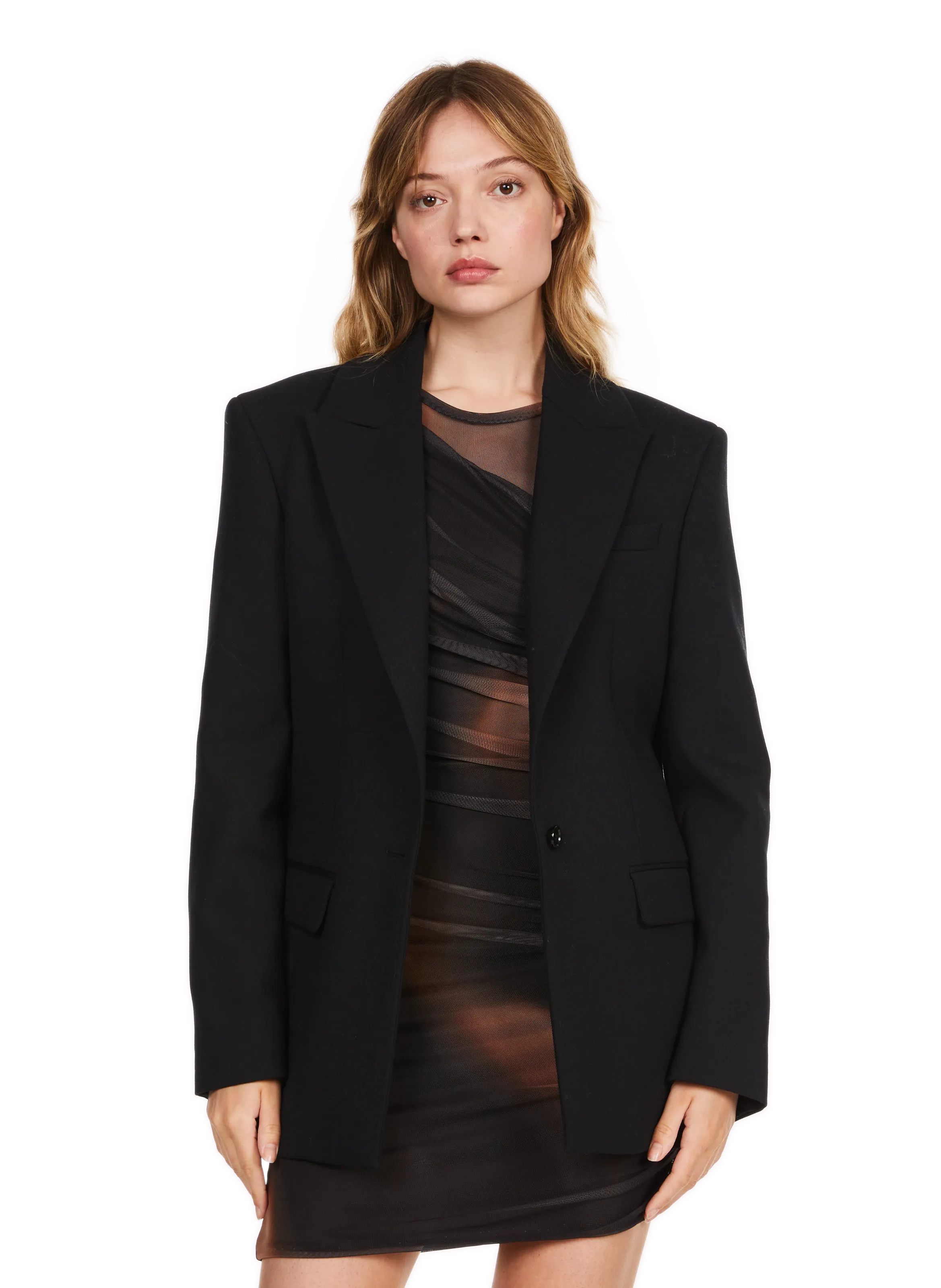  SAISON 1865   UCIN - Blazer aderente con spalline in misto lana | Nero