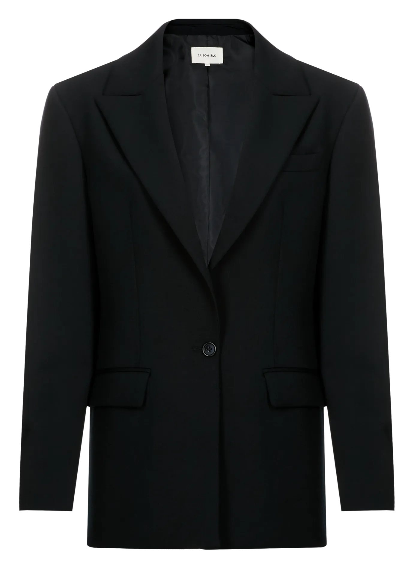  SAISON 1865   UCIN - Blazer aderente con spalline in misto lana | Nero