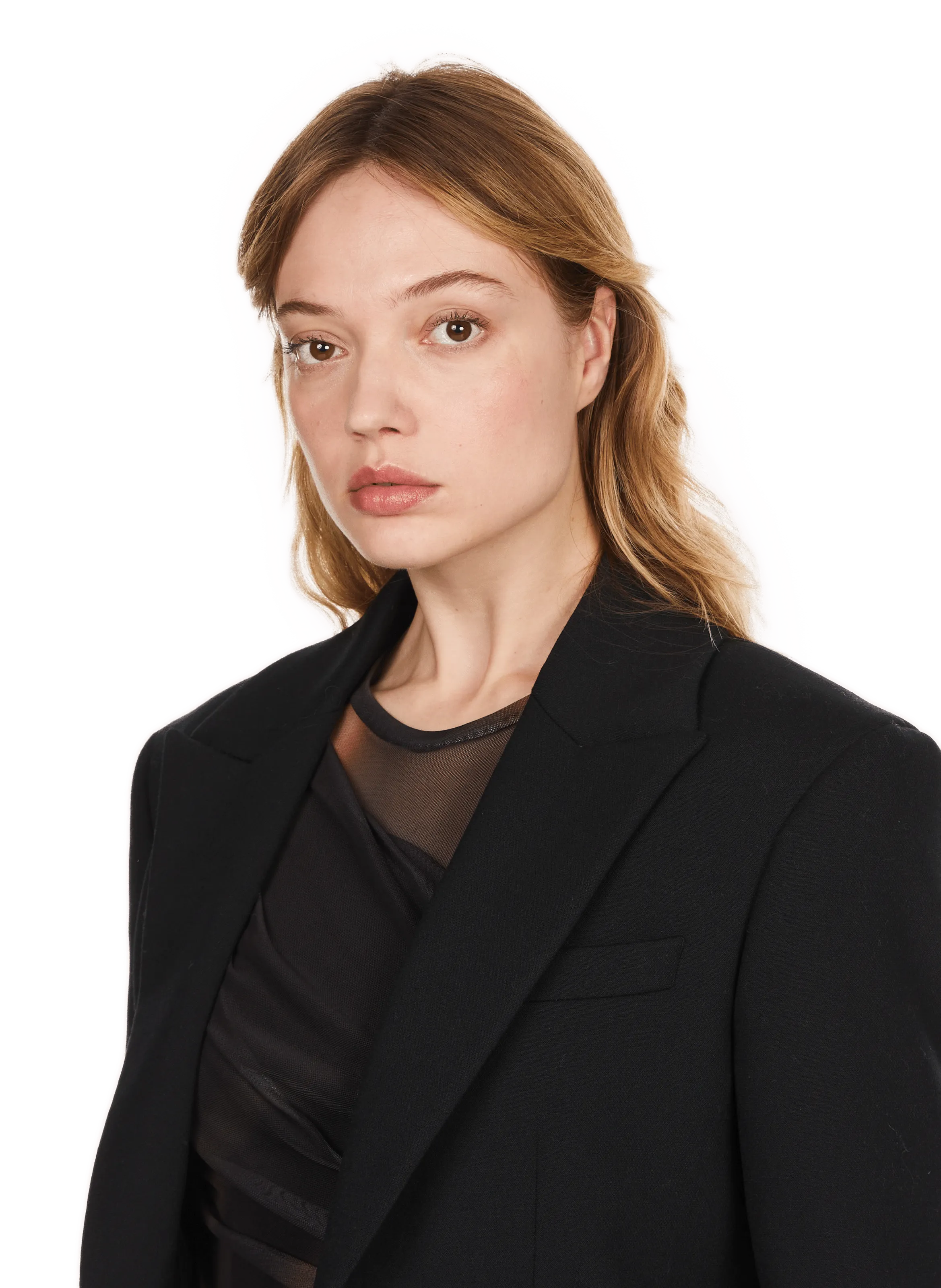  SAISON 1865   UCIN - Blazer aderente con spalline in misto lana | Nero